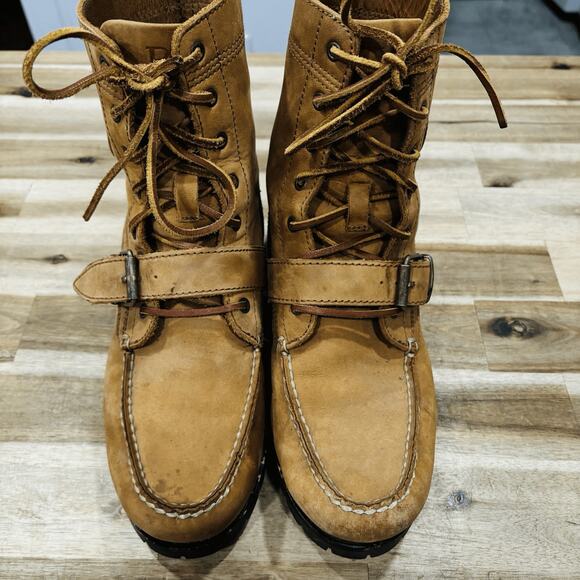 Polo Ralph Lauren Boots Men\'s Ranger Leather Size 8D Military Buckle Moc Toe main image 9